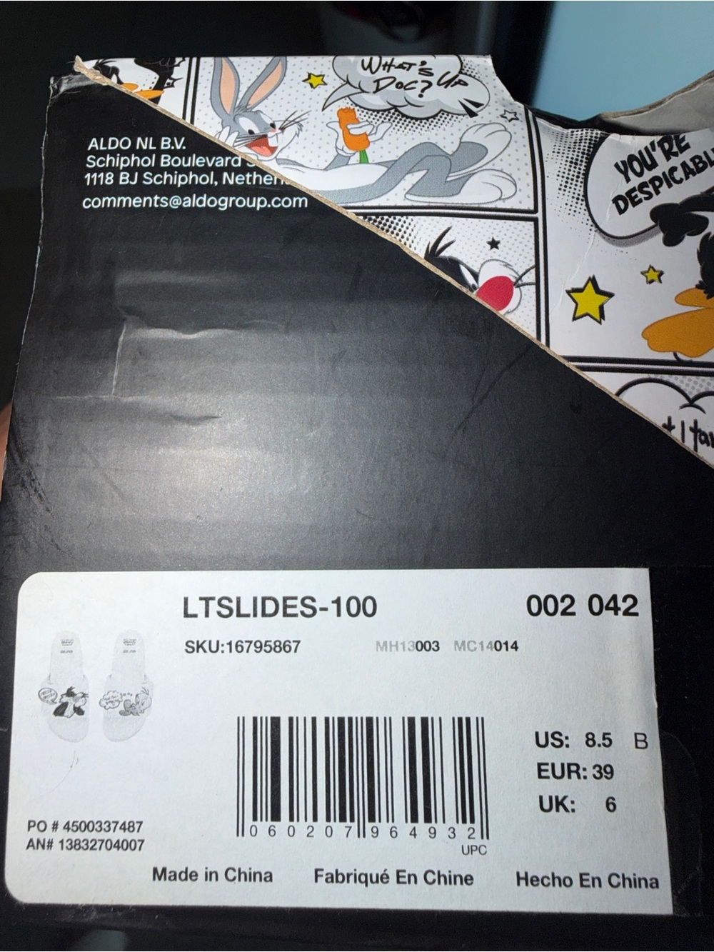 Limited Edition - Aldo White Looney Tunes (Tweety & Sylvester) Slide Sandals - Picture 8 of 8